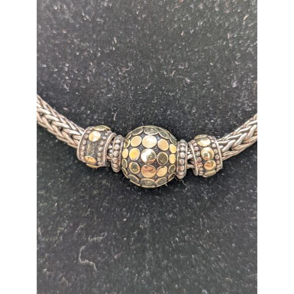 John Hardy Sterling Silver & 18kt. Gold Three Slide Dot Necklace 16" - Picture 3 of 8